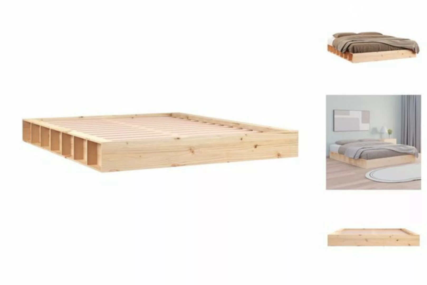 vidaXL Bettgestell Massivholzbett 140x200 cm Bett Bettgestell Holz Bettrahm günstig online kaufen