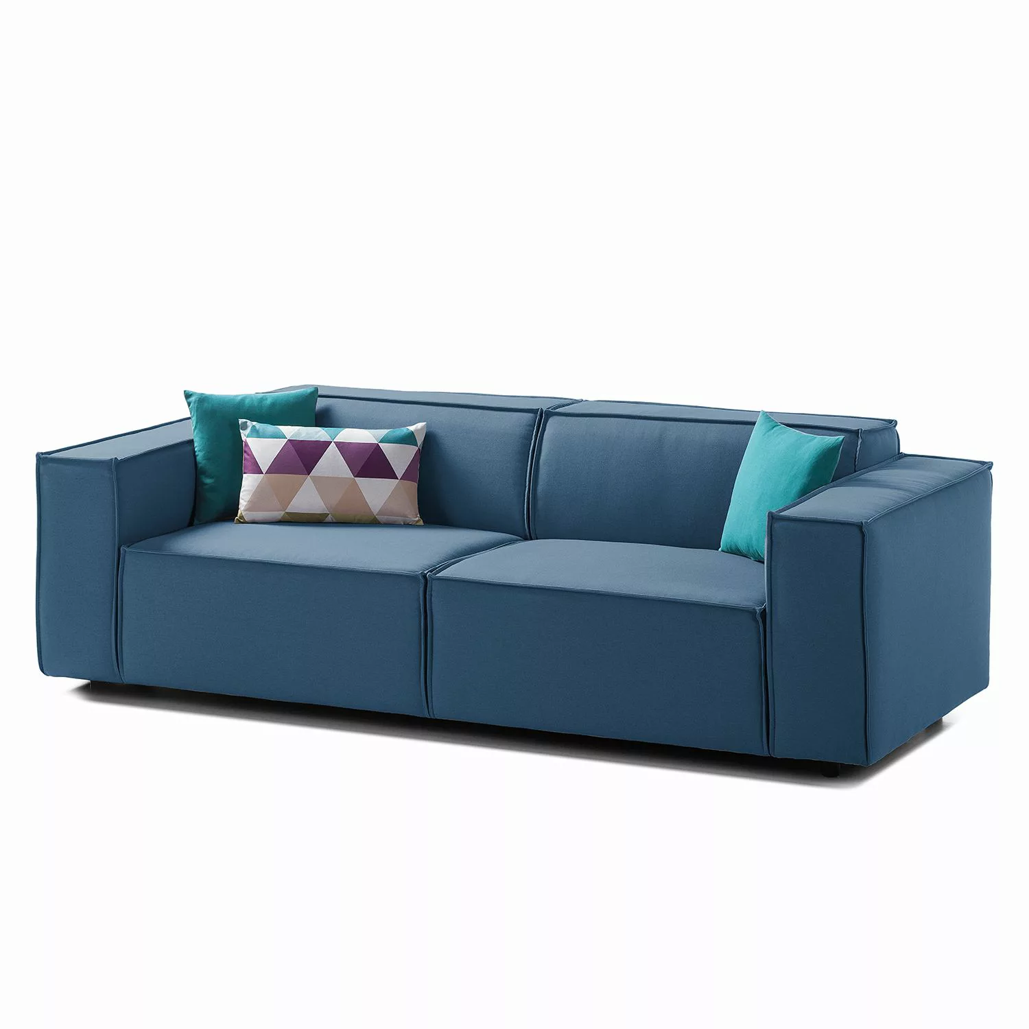 home24 Sofa Kinx 2,5-Sitzer Dunkelblau Strukturstoff 223x72x96 cm (BxHxT) M günstig online kaufen