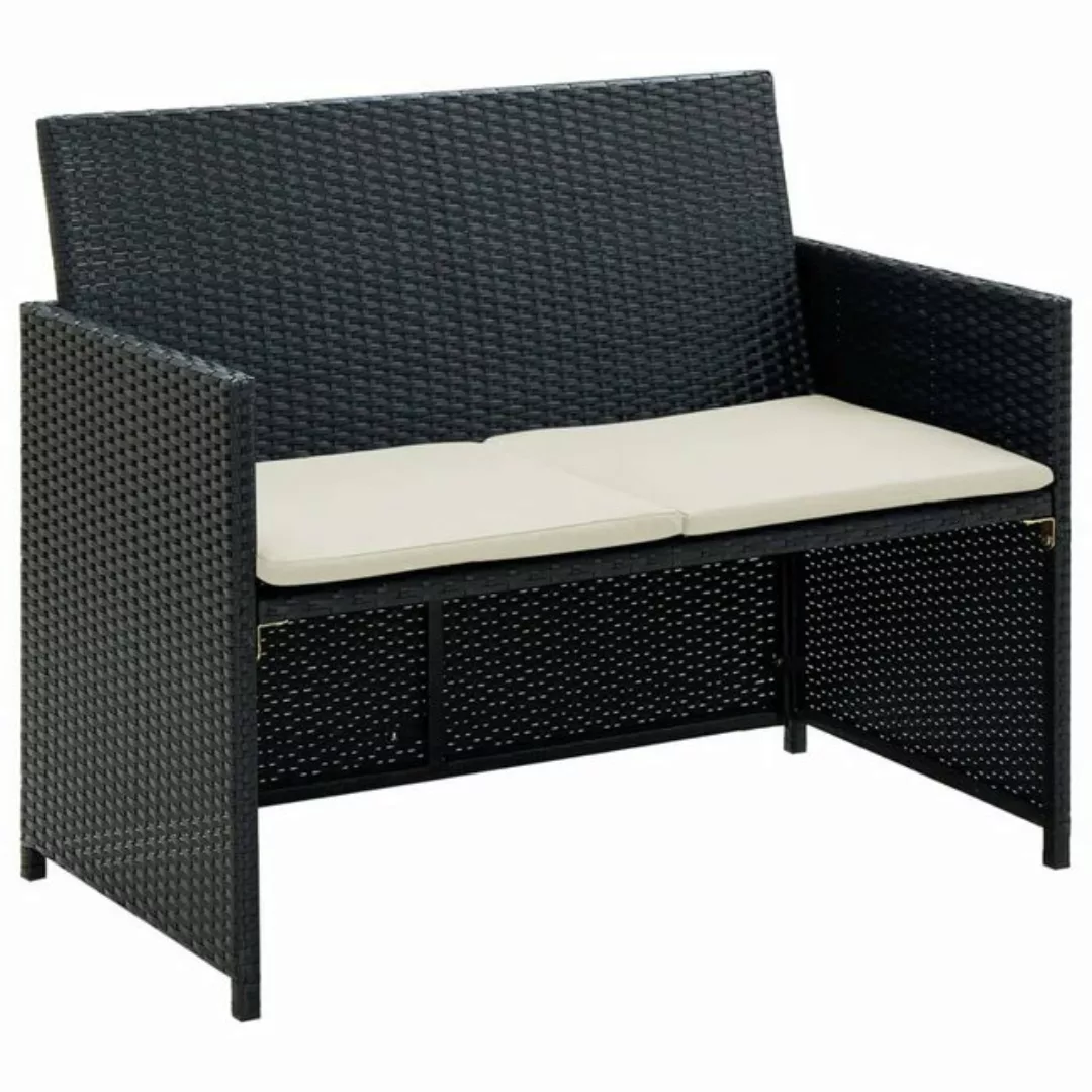 vidaXL Loungesofa 2-Sitzer-Gartensofa mit Polstern Schwarz Poly Rattan, 1 T günstig online kaufen