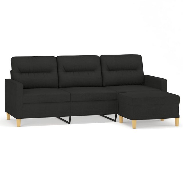 vidaXL Sofa 3-Sitzer-Sofa mit Hocker 180 cm Stoff, Schwarz günstig online kaufen