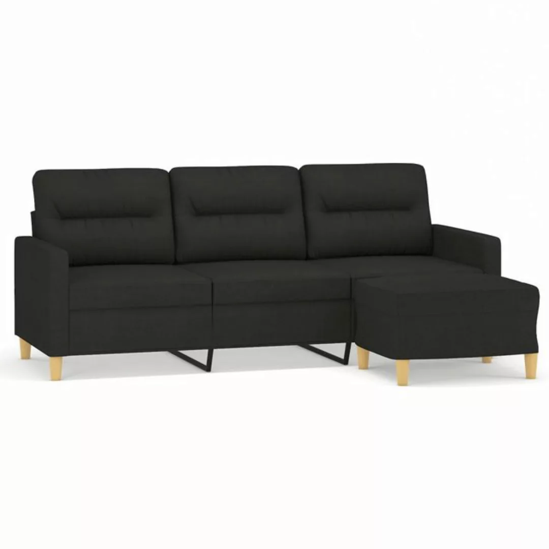 vidaXL Sofa 3-Sitzer-Sofa mit Hocker 180 cm Stoff, Dunkelgrau günstig online kaufen