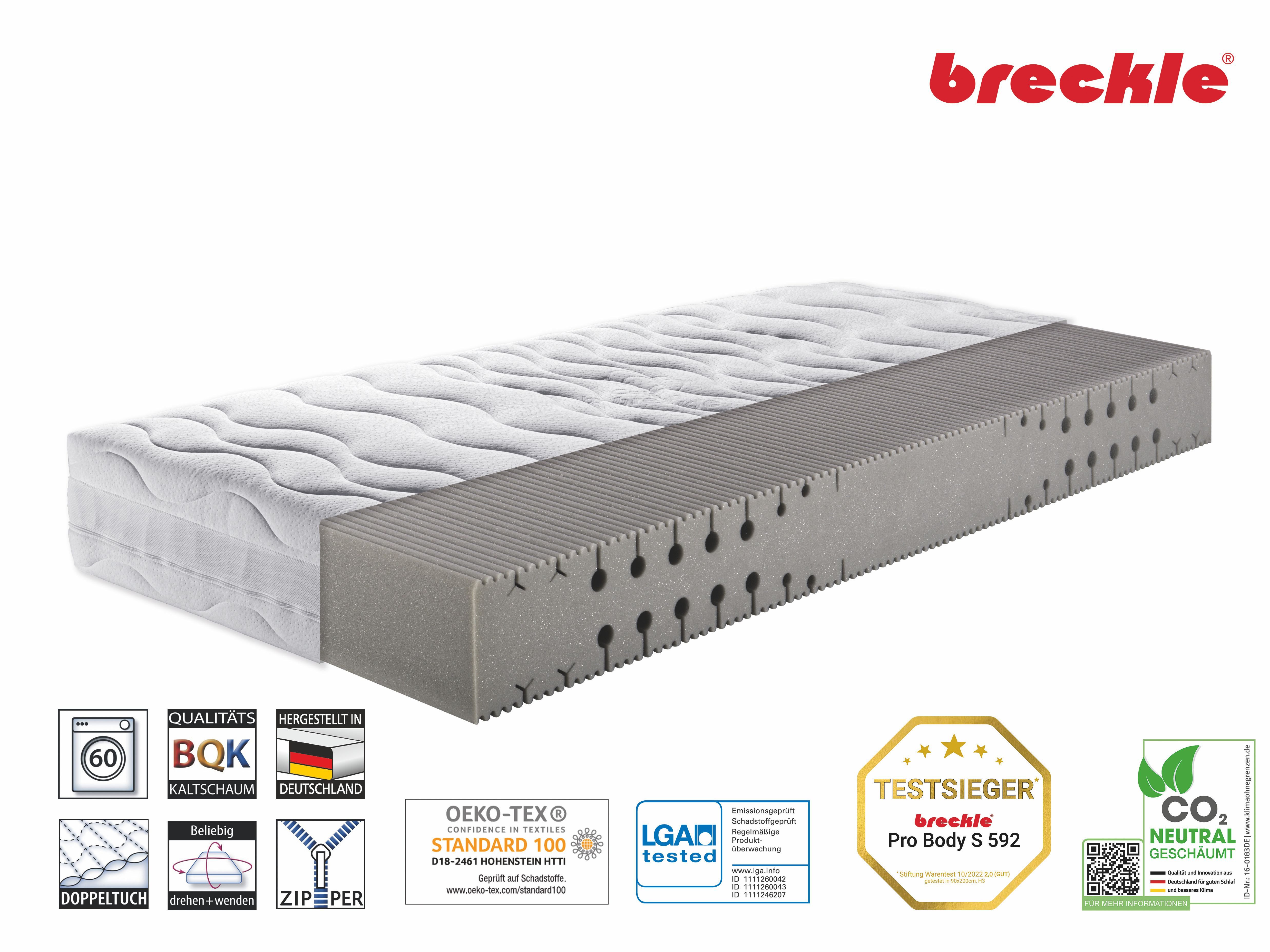 Breckle Kaltschaummatratze "Pro Body S 592, 7 Zonen Matratze 90x200 cm, 140 günstig online kaufen