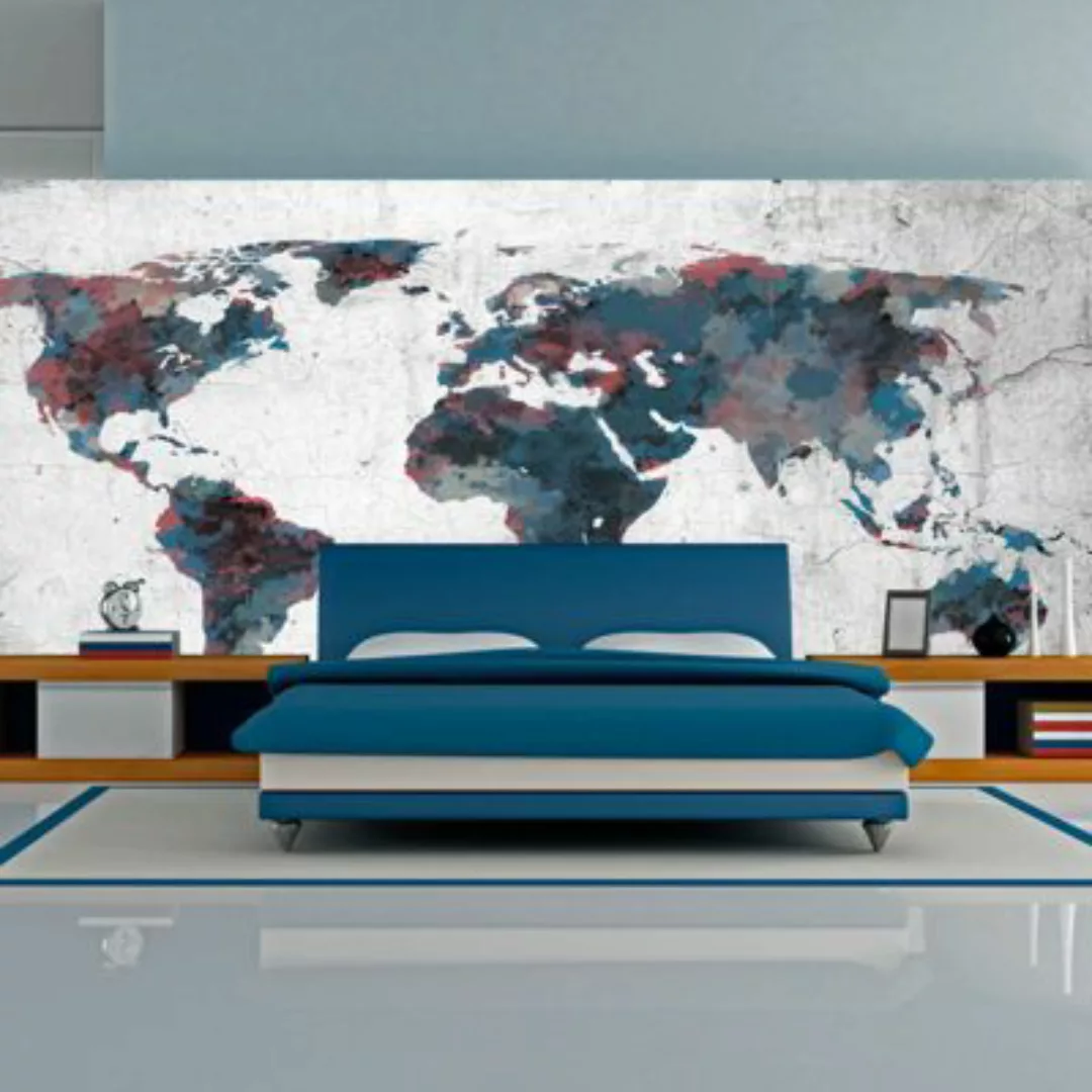artgeist Fototapete World map on the wall mehrfarbig Gr. 550 x 270 günstig online kaufen
