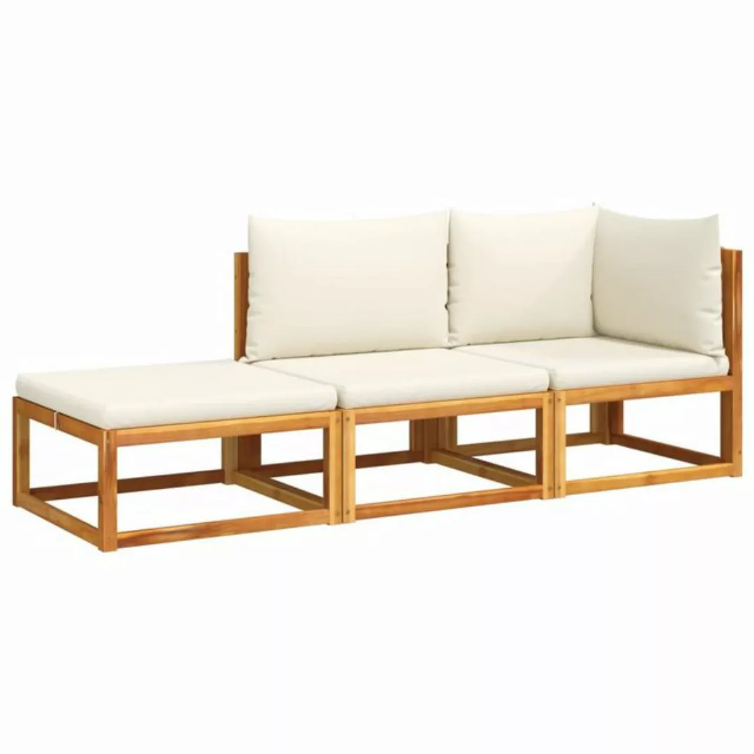 vidaXL Loungesofa 3-tlg. Garten-Sofagarnitur mit Kissen Massivholz, 1 Teile günstig online kaufen