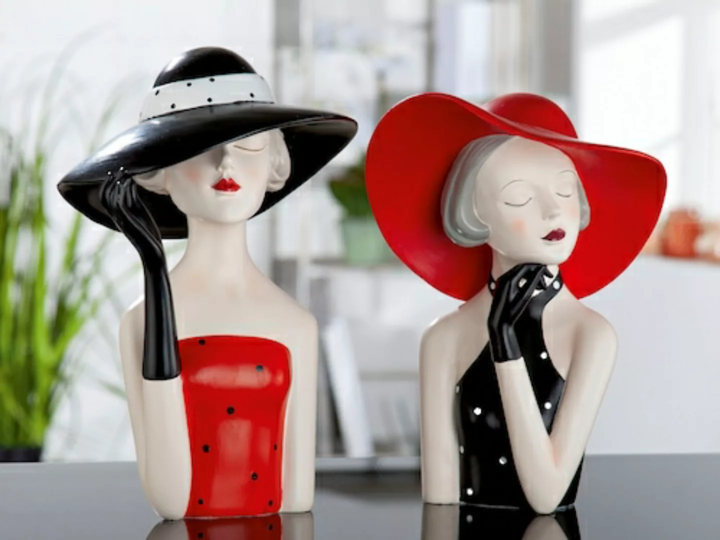 GILDE Dekofigur »Figur Lady mit schwarzem Hut« günstig online kaufen