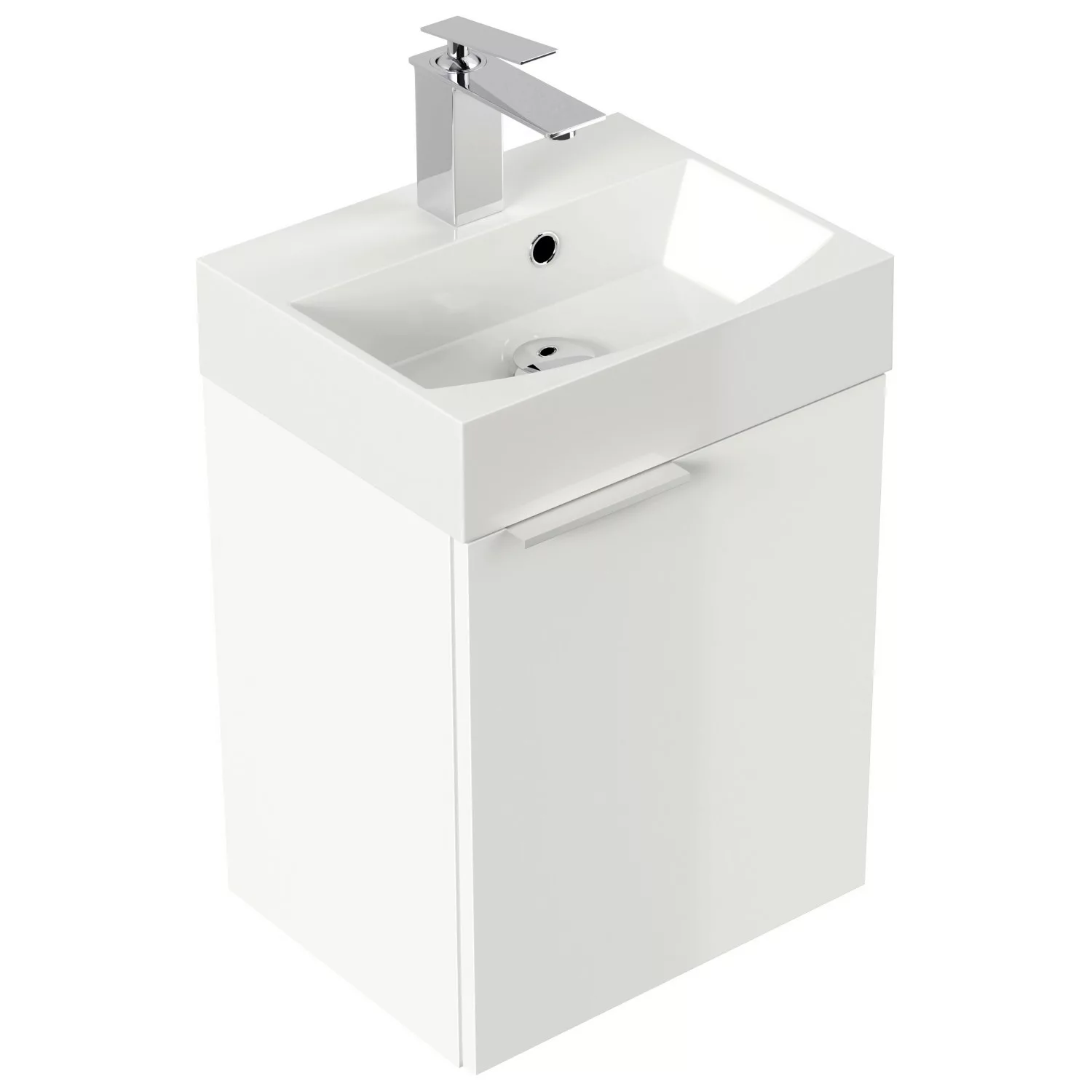 Posseik Badmöbel Cubi Slimline für Gäste-WC 40 cm SoftClose Weiß Hochglanz günstig online kaufen