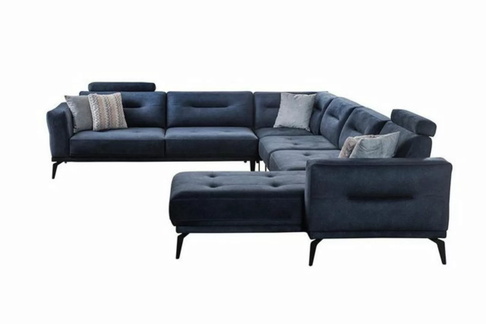 JVmoebel Ecksofa Luxus Modern Wohnzimmer U-Form Ecksofa Massiv Dunkelblau S günstig online kaufen