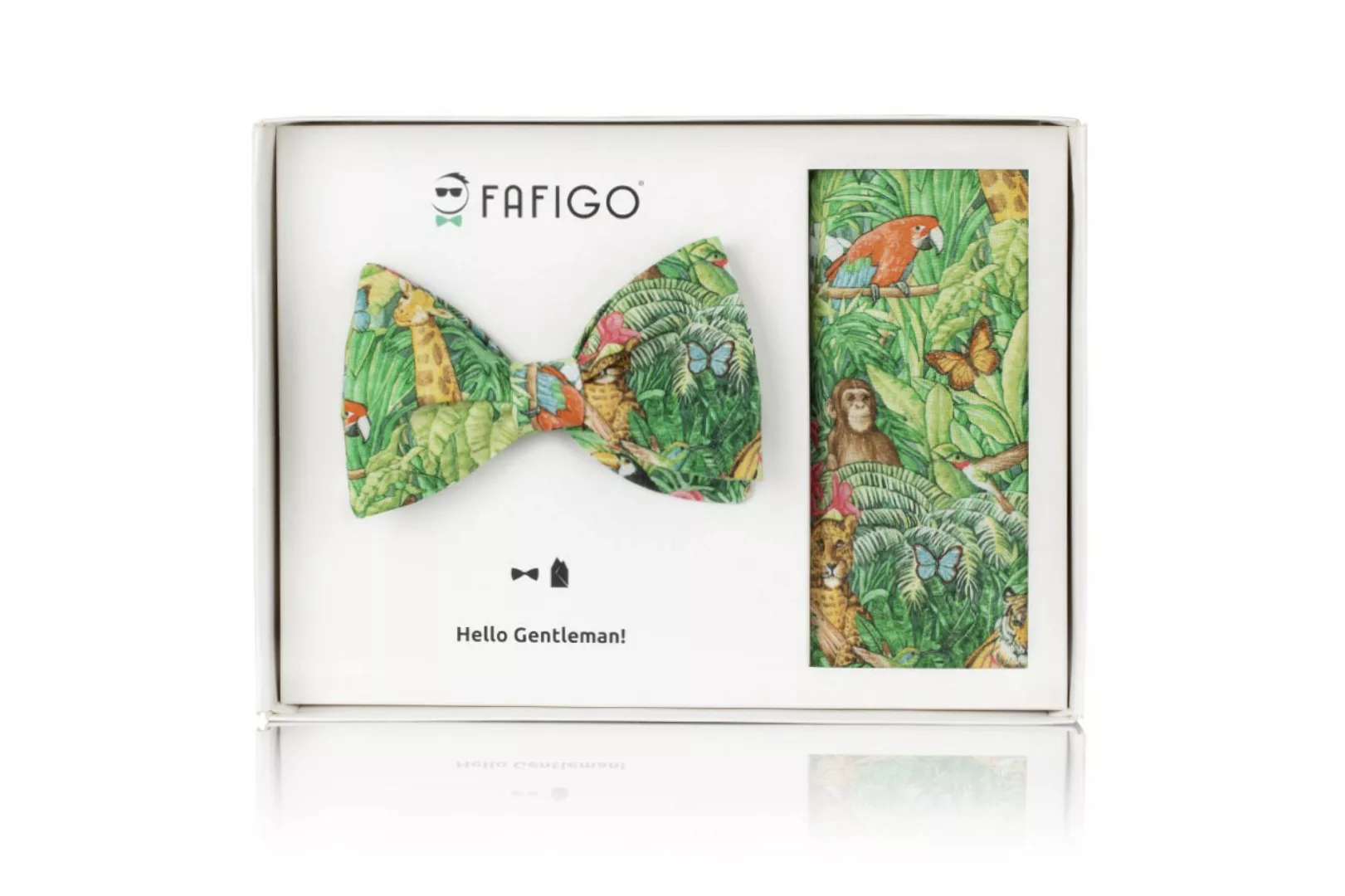 "Giungla", gr?nes Fliege + Einstecktuch Set mit Dschungel Motiv günstig online kaufen