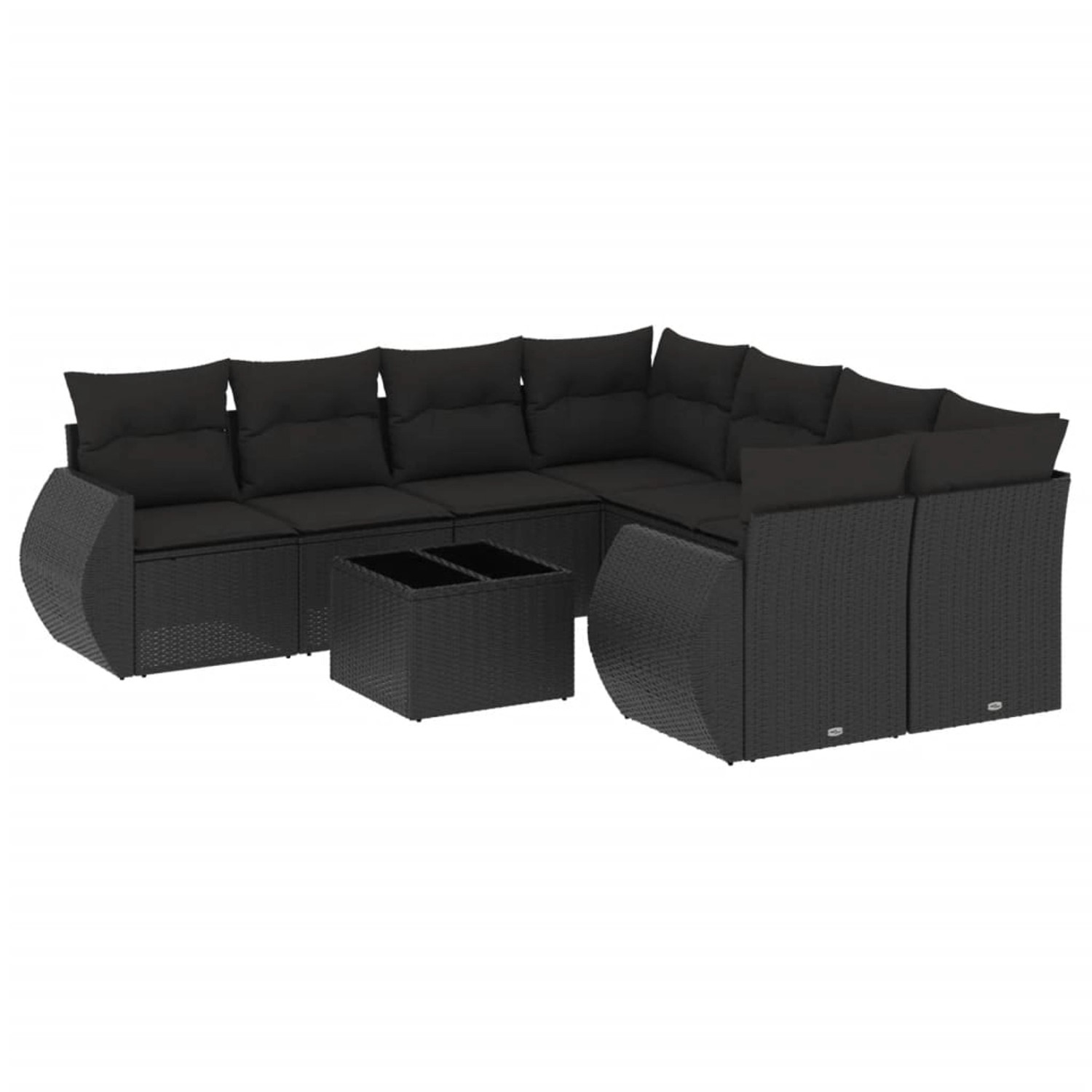 vidaXL 9-Tlg Garten-Sofagarnitur mit Kissen Schwarz Poly Rattan 3221154 günstig online kaufen