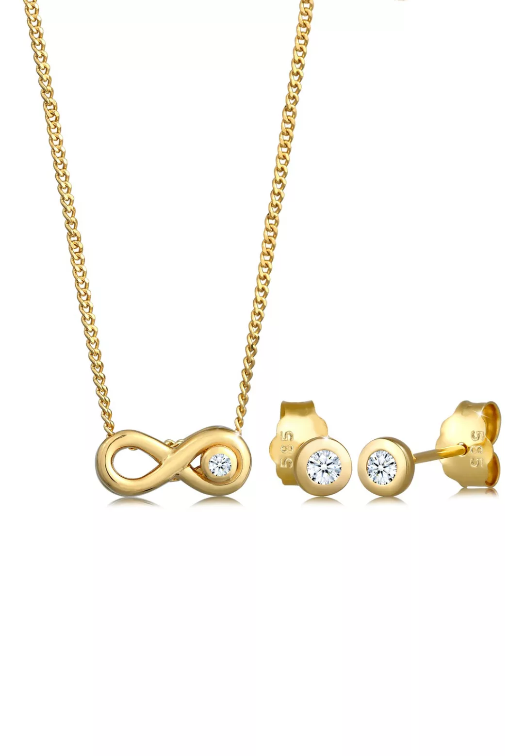 Elli DIAMONDS Schmuckset "Infinity Solitär Diamant (0.075 ct.) 585 Gelbgold günstig online kaufen