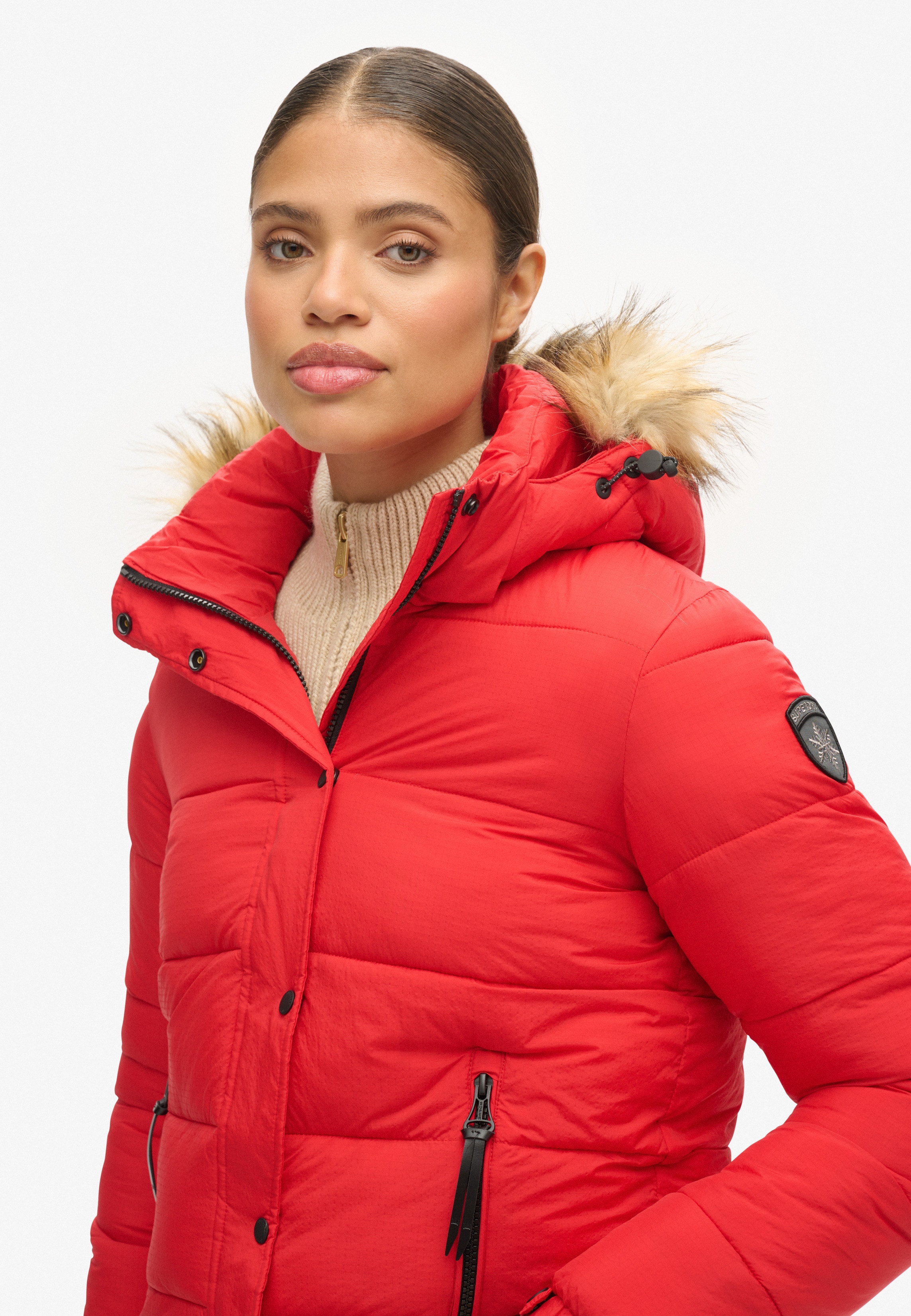 Superdry Steppjacke "FAUX FUR SHORT HOOD PUFFER", mit Kapuze günstig online kaufen
