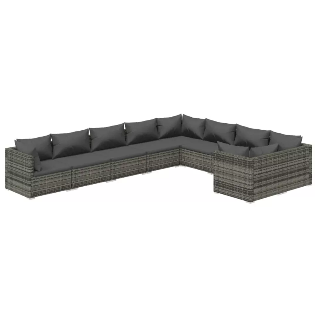 Vidaxl 9-tlg. Garten-lounge-set Mit Kissen Poly Rattan Grau günstig online kaufen