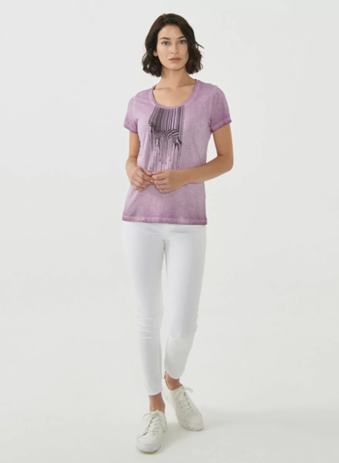 Cold Pigment Dyed T-shirt Aus Bio-baumwolle Mit Zebra-print günstig online kaufen