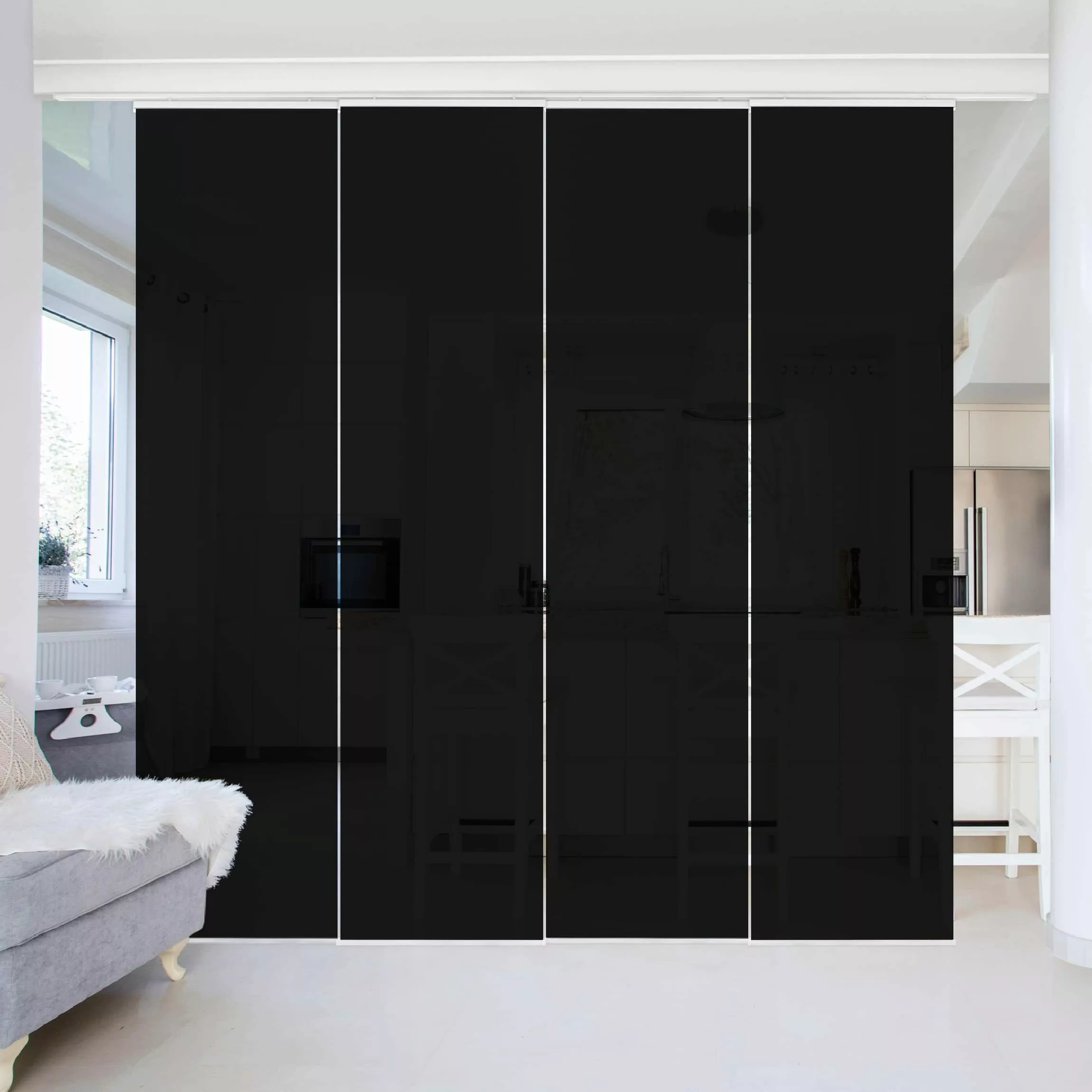 Bilderdepot24 Schiebegardine modern Flächenvorhang blickdicht Tiefschwarz, günstig online kaufen