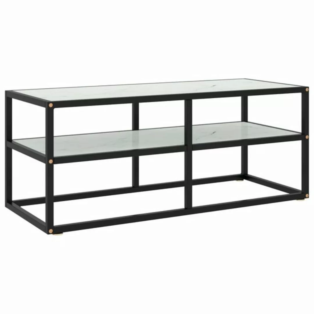 furnicato TV-Schrank Schwarz mit Hartglas Marmor-Optik 100x40x40 cm günstig online kaufen