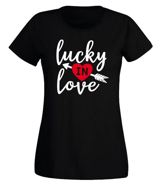 G-graphics T-Shirt Damen T-Shirt - Lucky in love mit trendigem Frontprint, günstig online kaufen