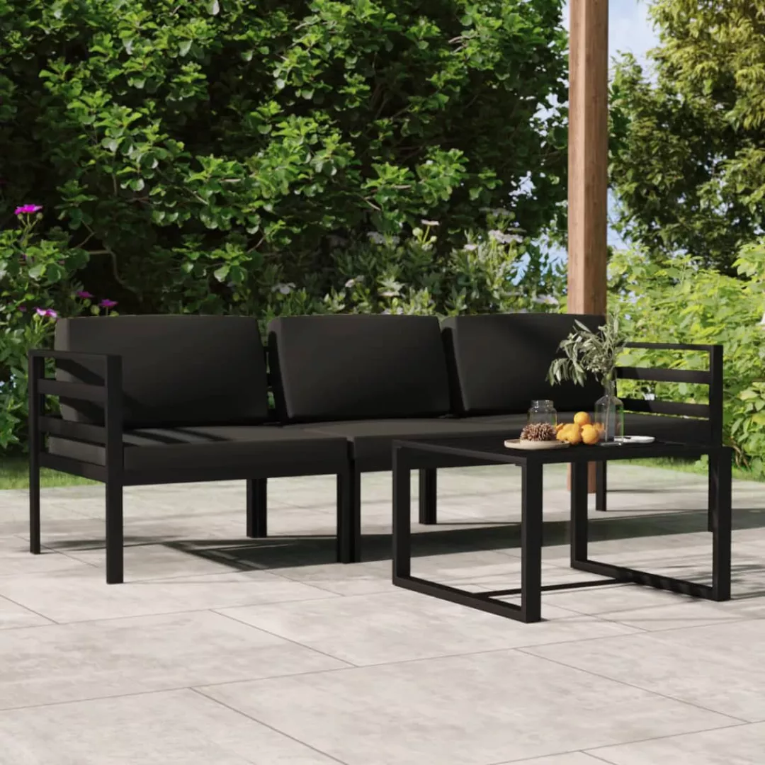 Vidaxl 4-tlg. Garten-lounge-set Mit Kissen Aluminium Anthrazit günstig online kaufen