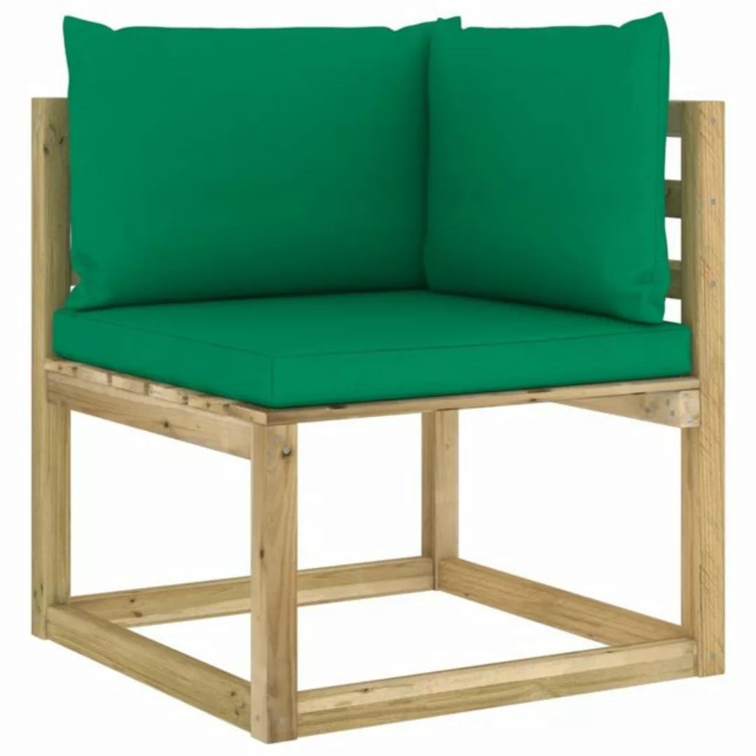 furnicato Ecksofa Garten-Ecksofas & Kissen in Grün 2 Stk. Kiefernholz, 1 Te günstig online kaufen