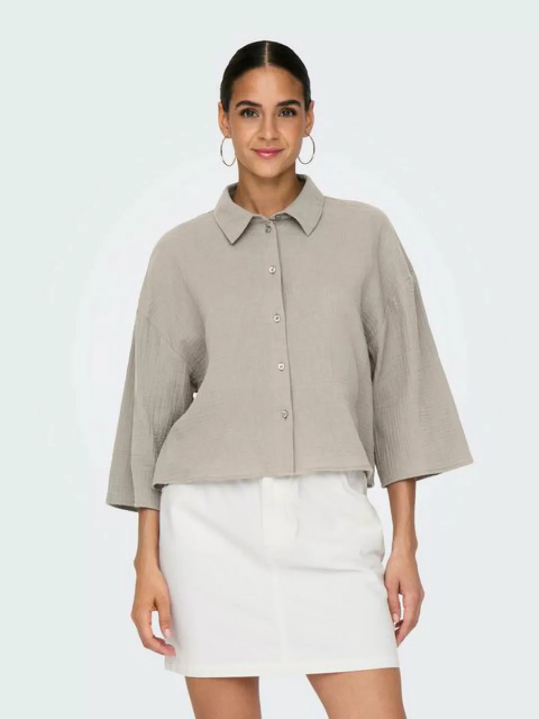 JACQUELINE de YONG Blusenshirt Legere Crepe Bluse Weite Ärmel 3/4 Hemdkrage günstig online kaufen