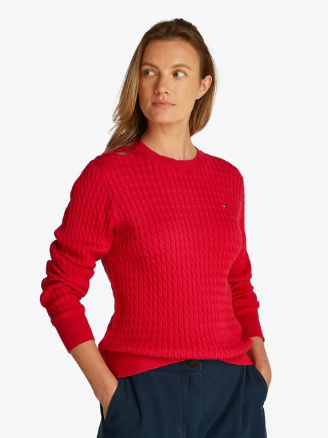 Tommy Hilfiger Rundhalspullover "CO CABLE C-NK LS SWEATER", mit Zopfmuster günstig online kaufen