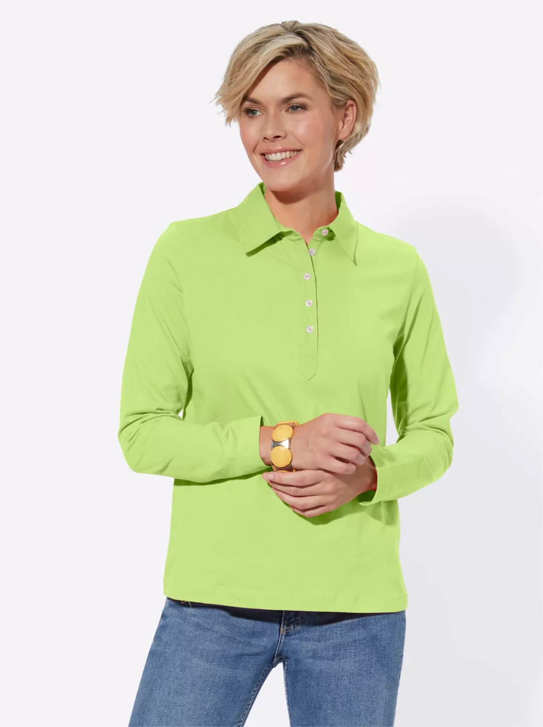 Casual Looks Langarm-Poloshirt "Poloshirt", (1 tlg.) günstig online kaufen