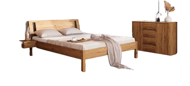 Natur24 Einzelbett Bett Bento 8 Sonderlänge 80x190 Wildeiche Holzkopfteil u günstig online kaufen