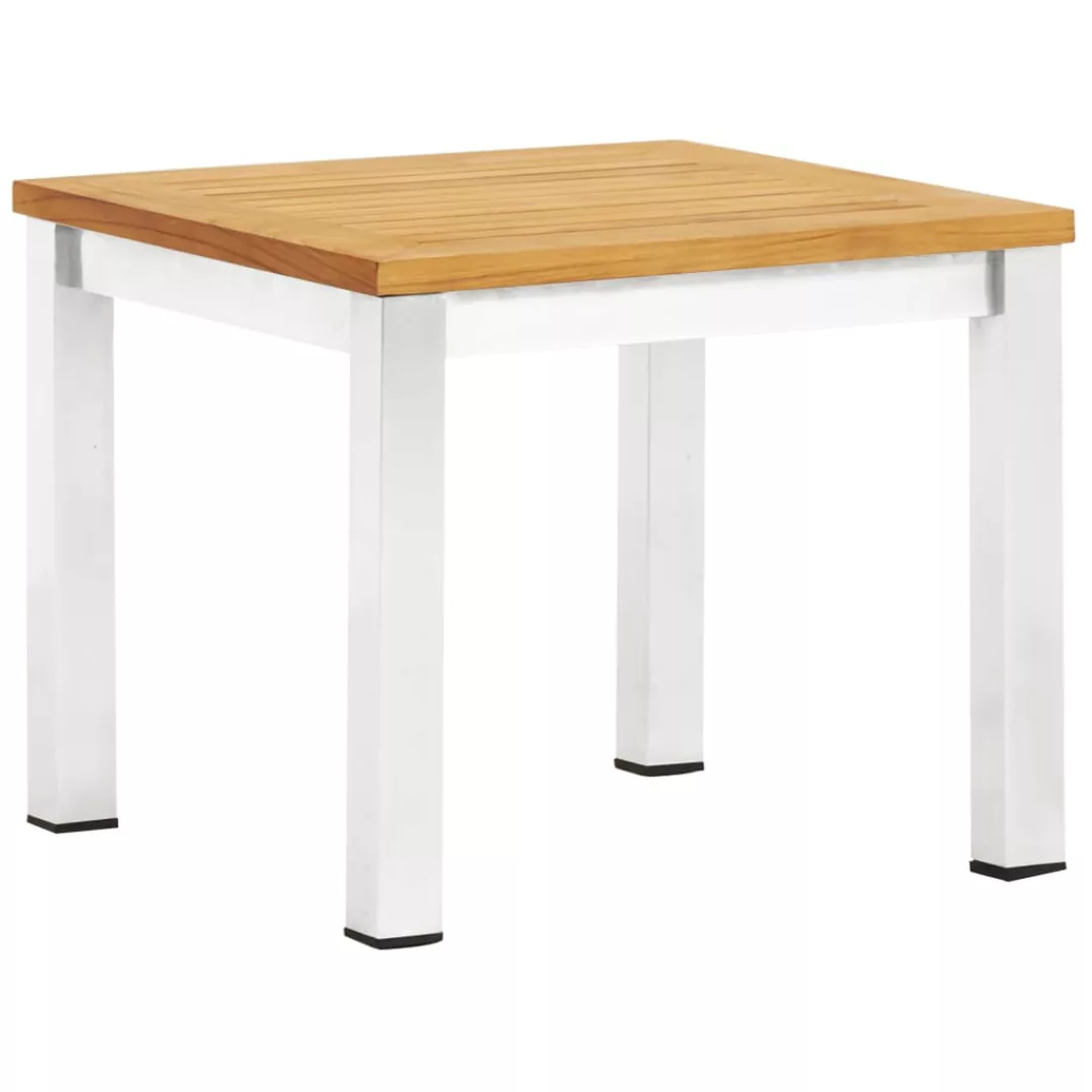 Garten-beistelltisch 45 X 45 X 38 Cm Teak Massivholz Edelstahl günstig online kaufen