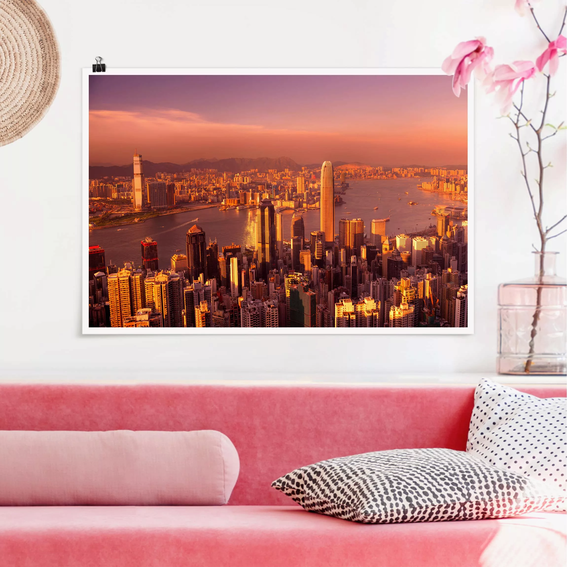 Poster Architektur & Skyline - Querformat Hongkong Sunset günstig online kaufen