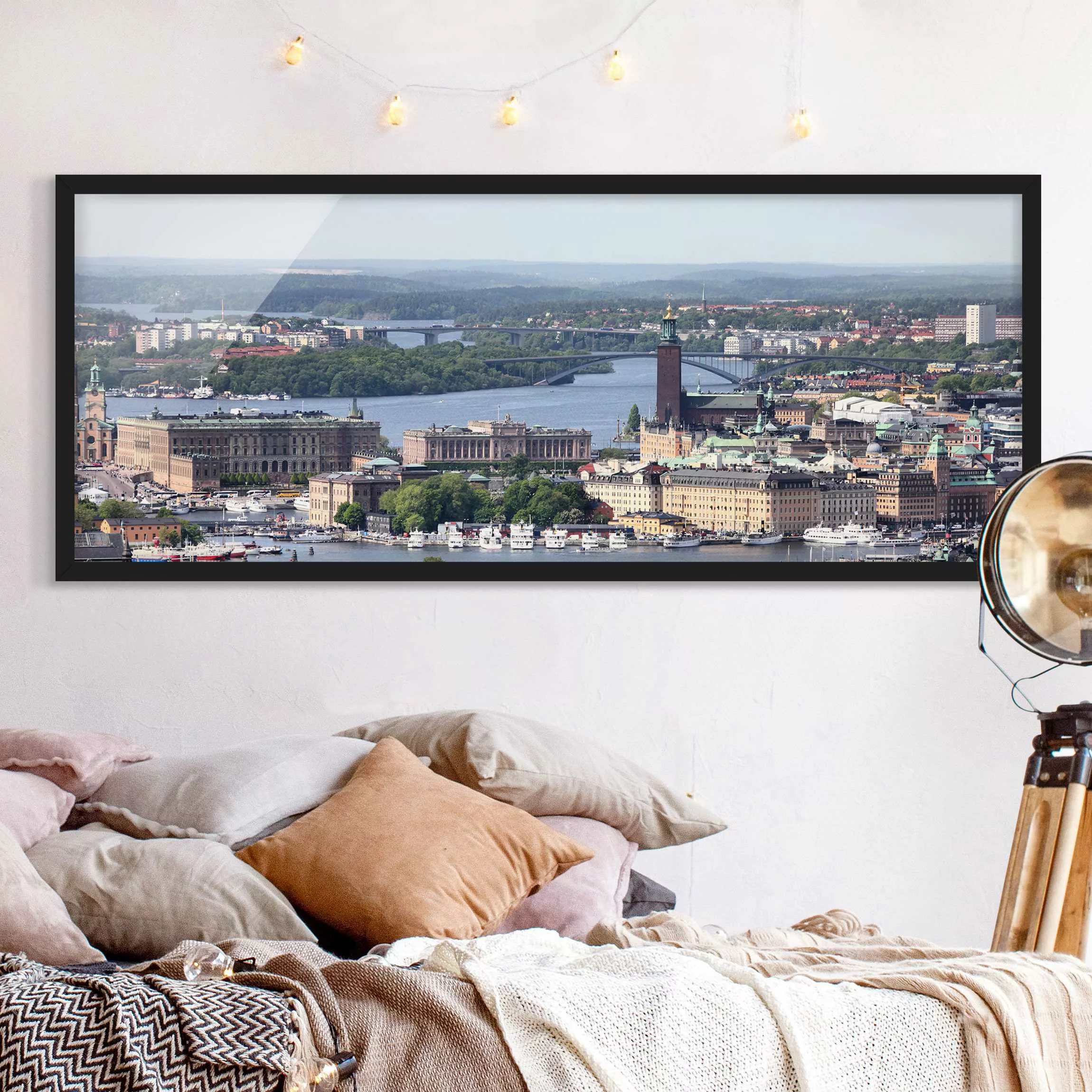 Bild mit Rahmen - Panorama Stockholm City günstig online kaufen