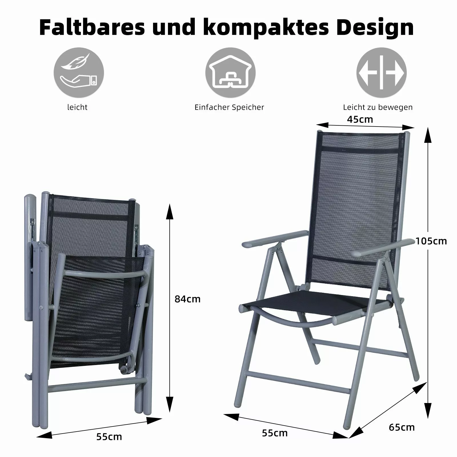 CCLIFE Klappstuhl Gartenstühle Balkonstühle Alu Gartenstuhl günstig online kaufen