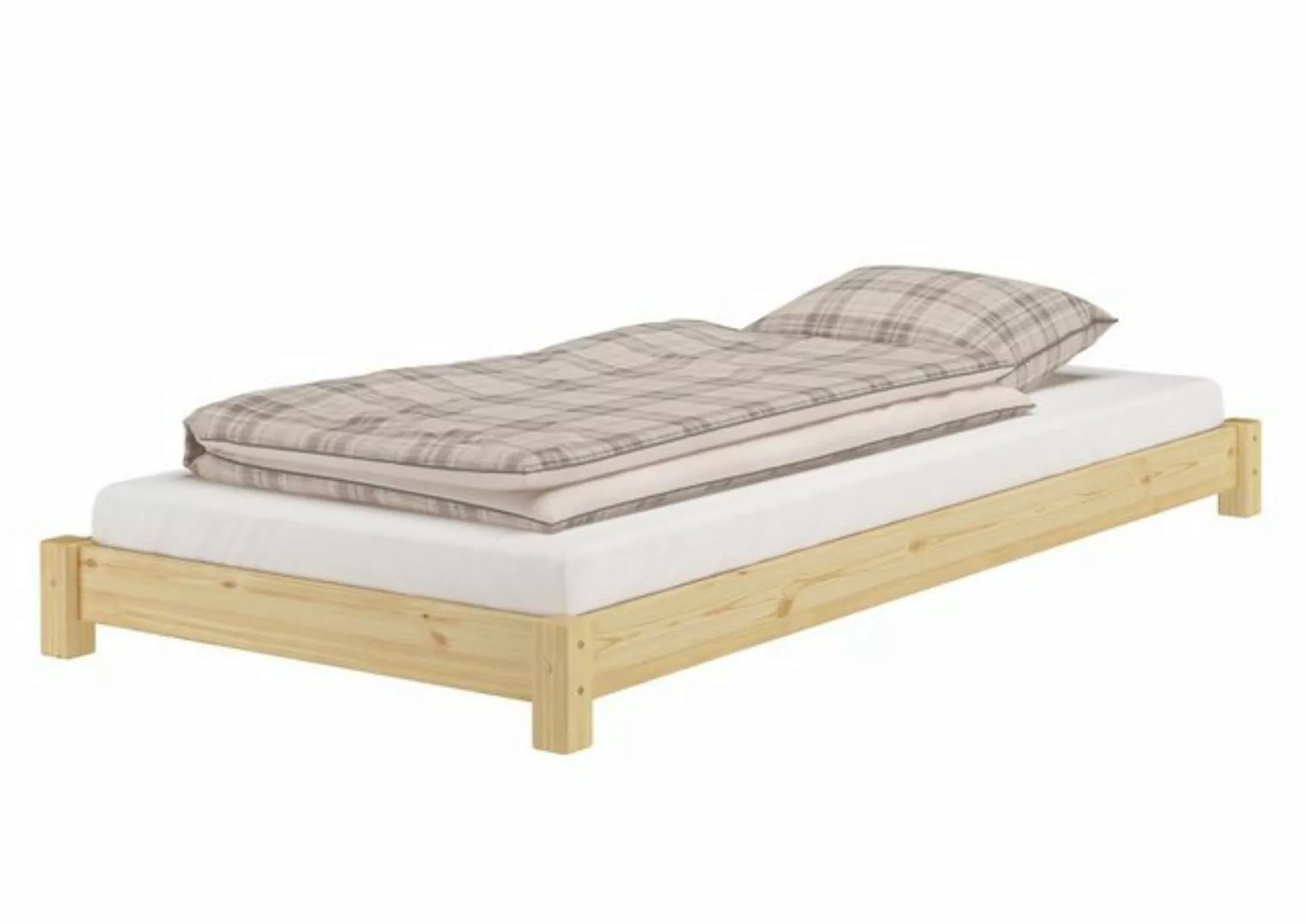 ERST-HOLZ Bett Flachbett Einzelbett Echtholzbett 100x200 Kiefer massiv, Kie günstig online kaufen