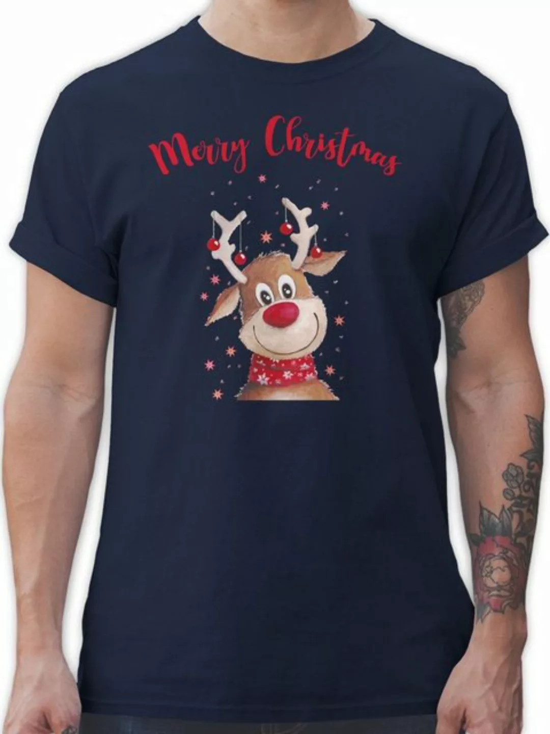 Shirtracer T-Shirt Merry Christmas Rentier Weihachten Kleidung günstig online kaufen