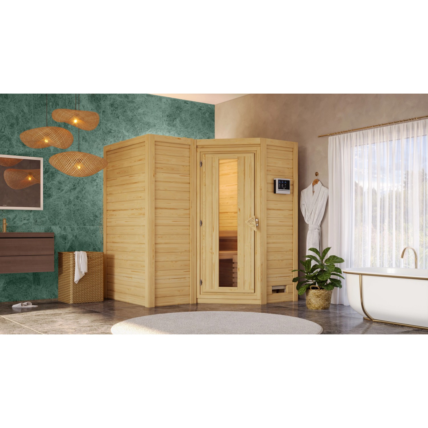 Woodfeeling Sauna-Set Steena 1 inkl. Ofen 9 kW mit ext. Steuerung, Energies günstig online kaufen