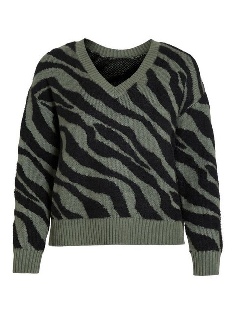 Vila Strickpullover Kuscheliger Strickpullover Jacquard Zebra Animal Muster günstig online kaufen