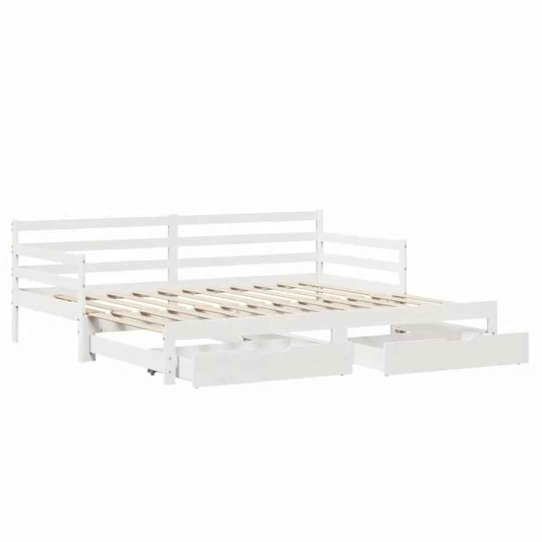 vidaXL Bett Tagesbett Ausziehbar mit Schubladen Weiß 90x190 cm Kiefernholz günstig online kaufen