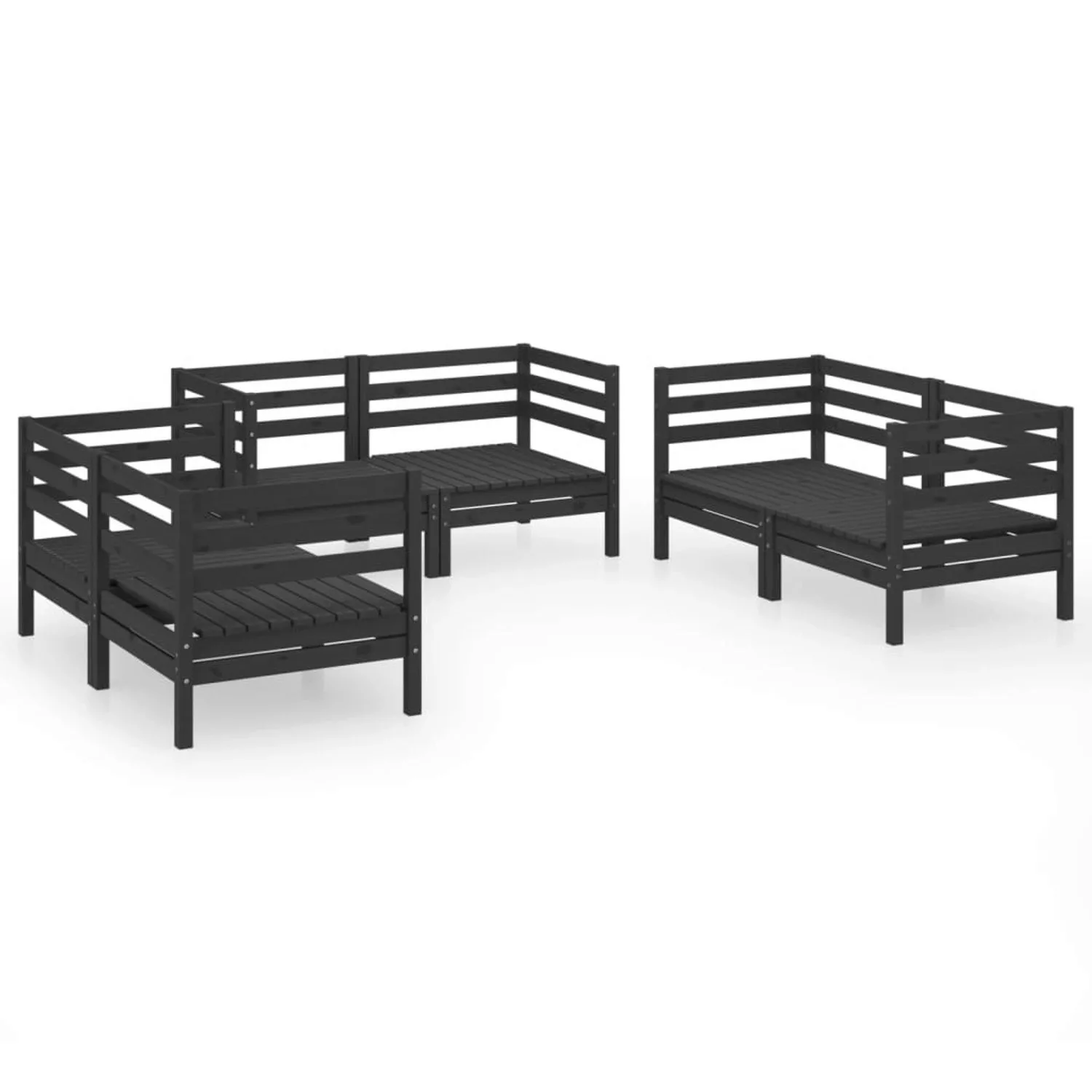 6-tlg. Garten-lounge-set Schwarz Massivholz Kiefer günstig online kaufen