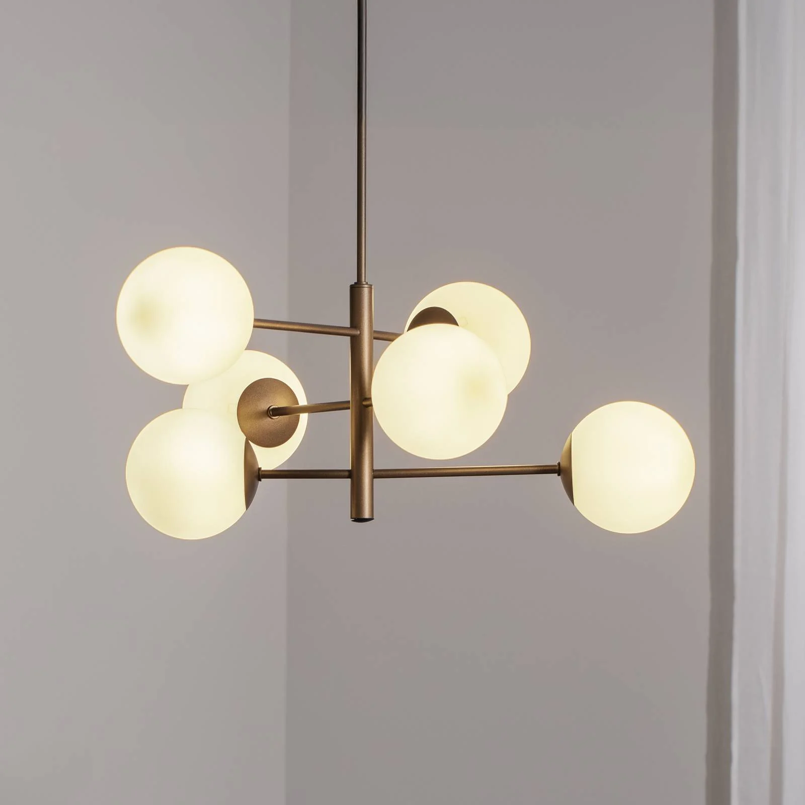 Hängeleuchte Aurora, braun, Ø 60 cm, 6-flammig, Glas, E14 günstig online kaufen