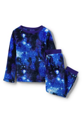Pyjama-Set aus Plüsch-Fleece, Größe: 128-134, Blau, by Lands' End, Marine G günstig online kaufen