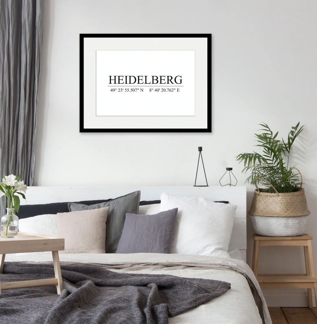 queence Bild "Heidelberg", Städte-Schriftzug-Deutschland-Stadt-Schwarz-Weiß günstig online kaufen