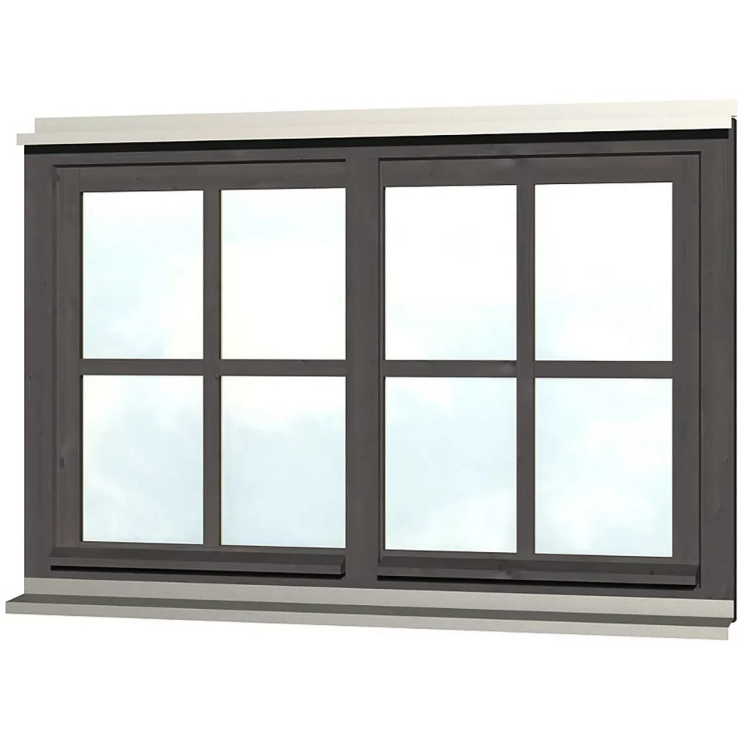 Skan Holz Doppelfenster Rahmenaußenmaß. 132,4 x 82,1 cm Schiefergrau günstig online kaufen