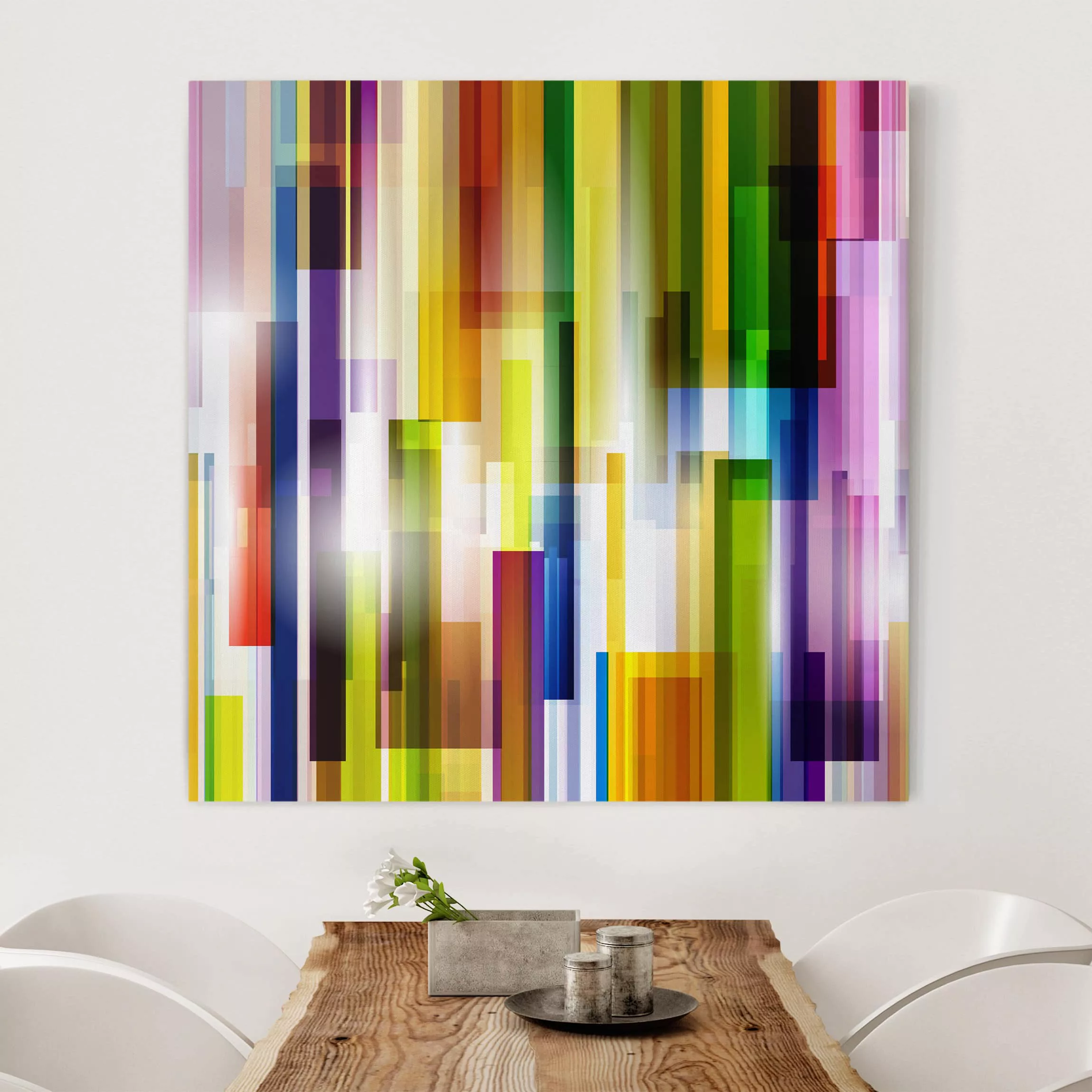 Leinwandbild Abstrakt - Quadrat Rainbow Cubes günstig online kaufen