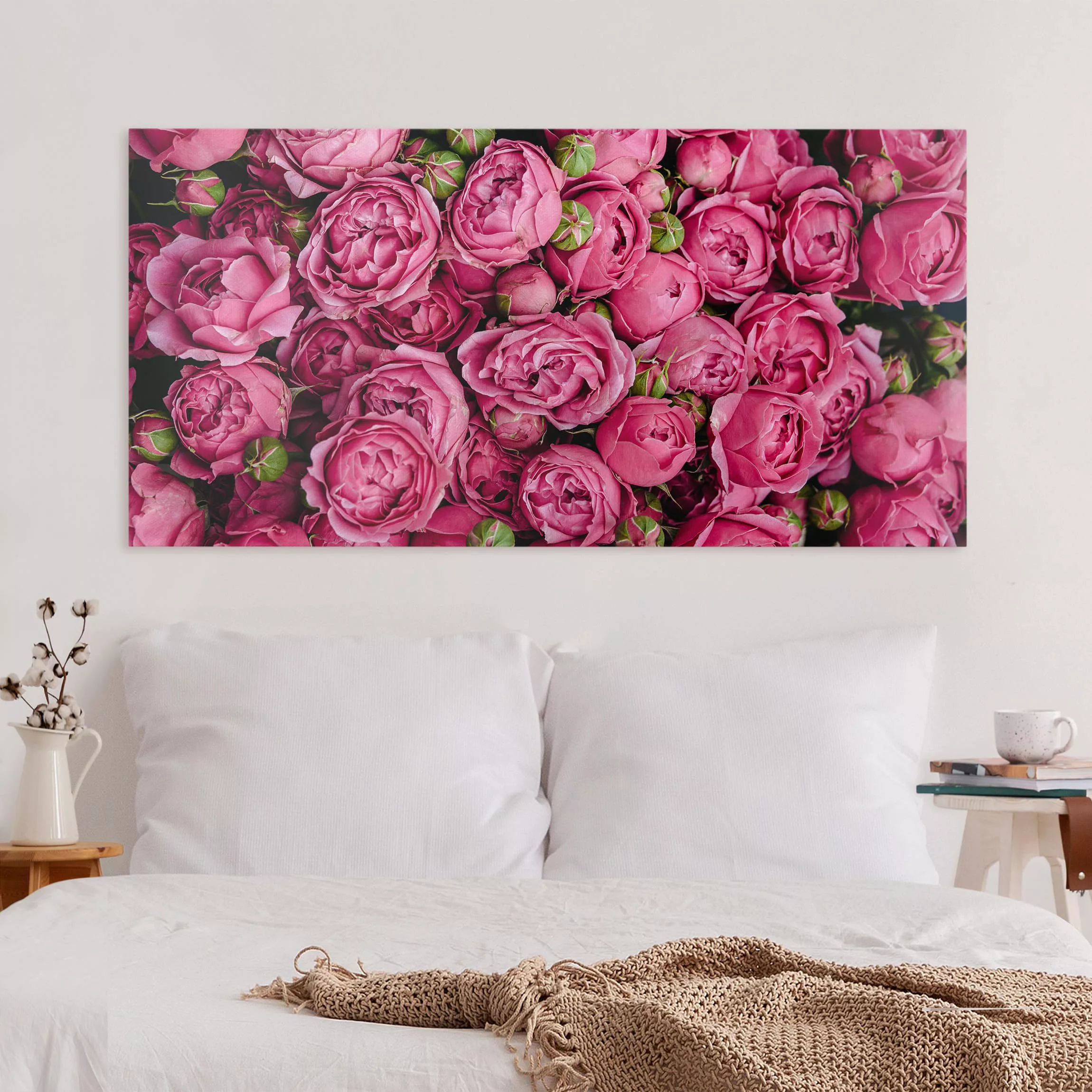 Leinwandbild Blumen - Querformat Pinke Pfingstrosen günstig online kaufen