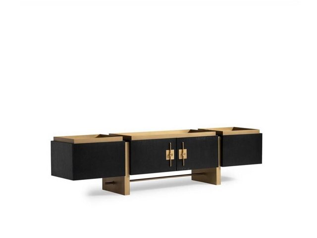 JVmoebel TV-Schrank Schwarz RTV Lowboard TV Ständer Modern Design Gold Holz günstig online kaufen