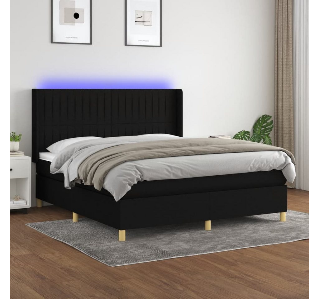 vidaXL Boxspringbett Boxspringbett mit Matratze LED Schwarz 180x200 cm Stof günstig online kaufen