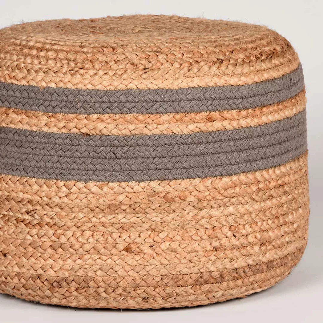 Geflecht Pouf in Beige und Grau handgearbeitet günstig online kaufen