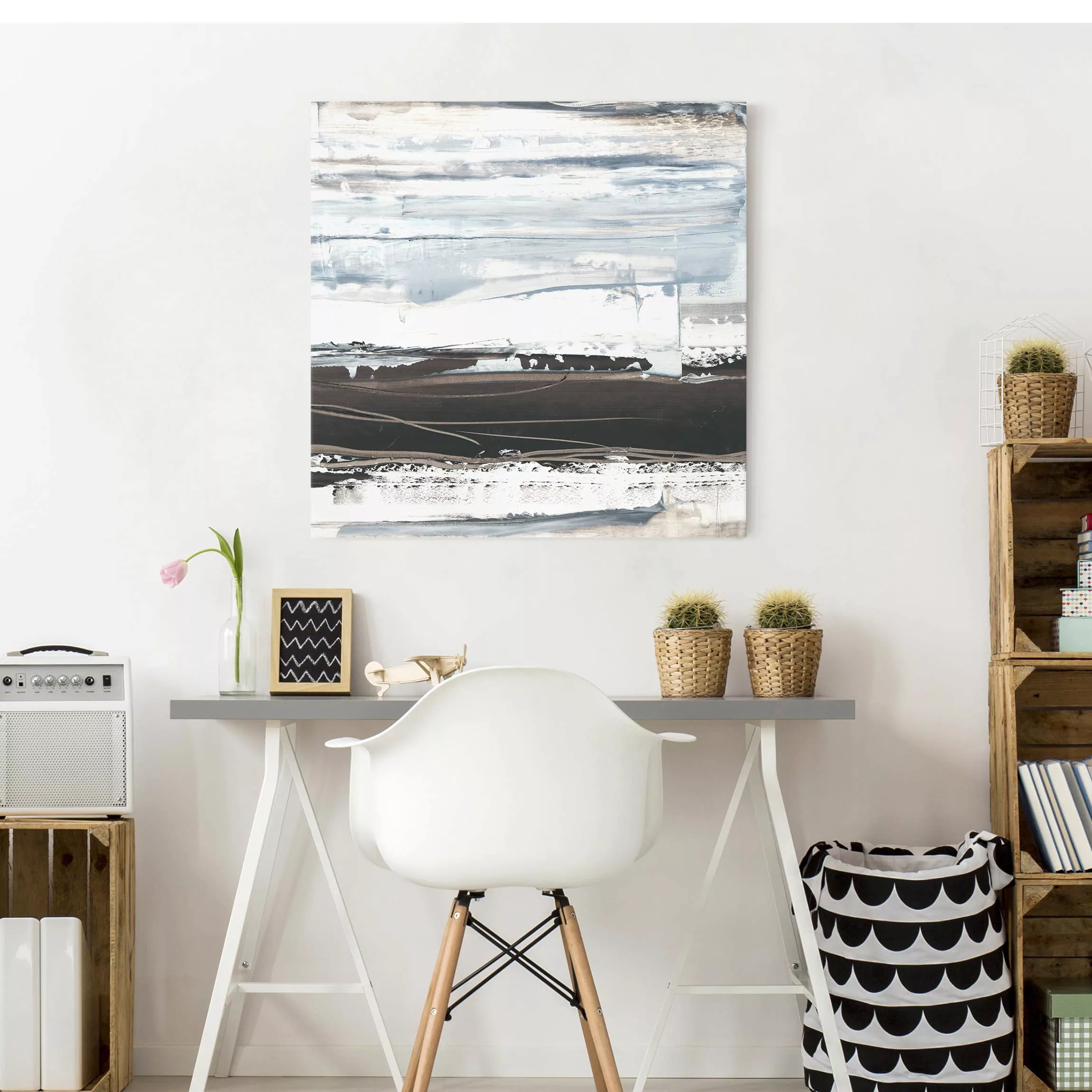 Leinwandbild Abstrakt - Quadrat Eisiger Horizont II günstig online kaufen