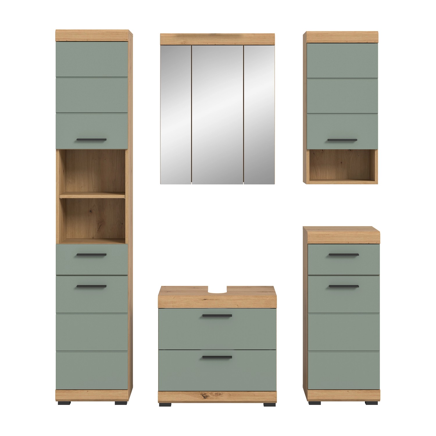 Badkombination 5-teilig 164 cm x 191 cm x 34 cm Front Salbei FSC® günstig online kaufen