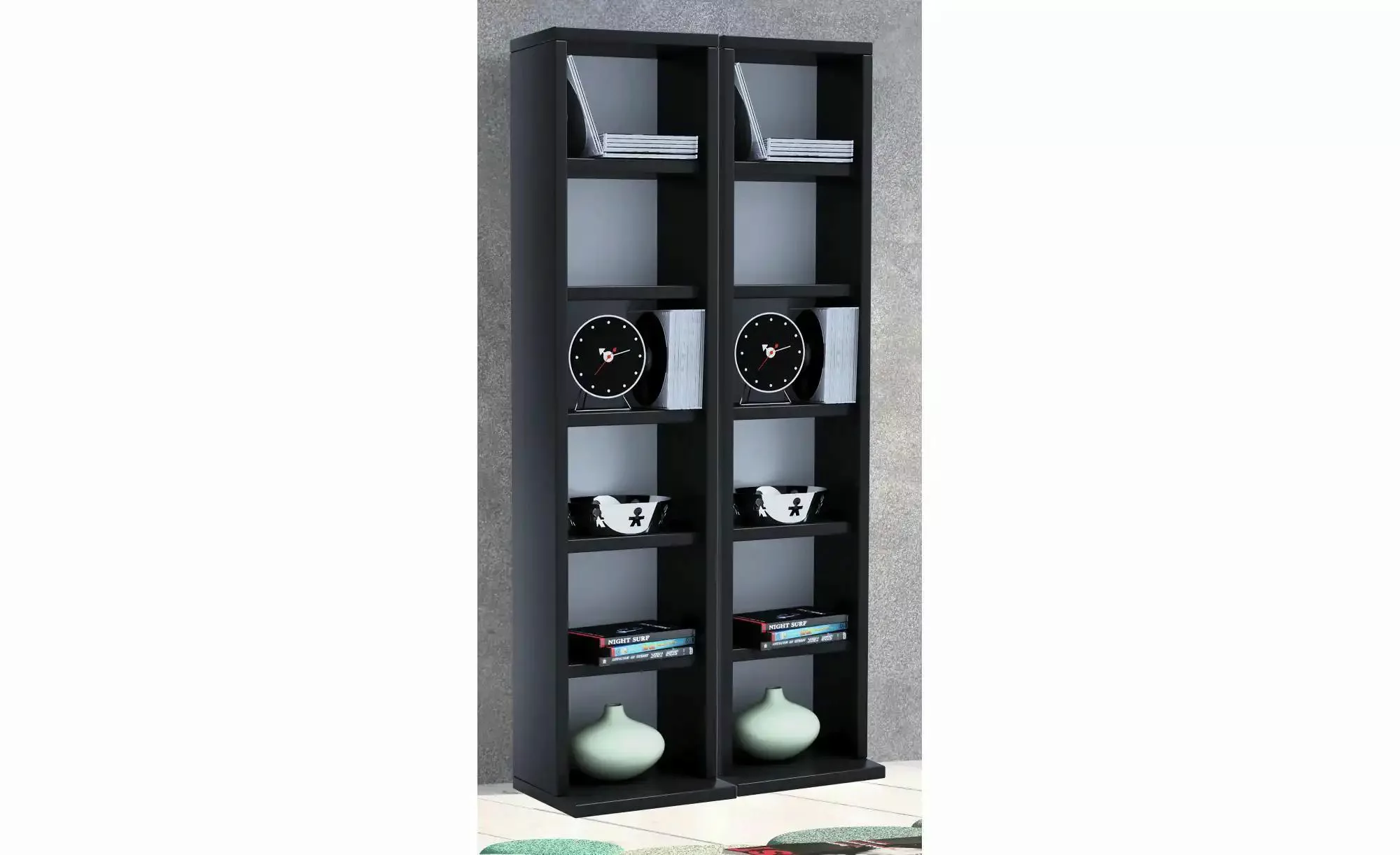 Standregal 2er-Set  Milano ¦ schwarz ¦ Maße (cm): B: 42 H: 91,8 Regale > St günstig online kaufen