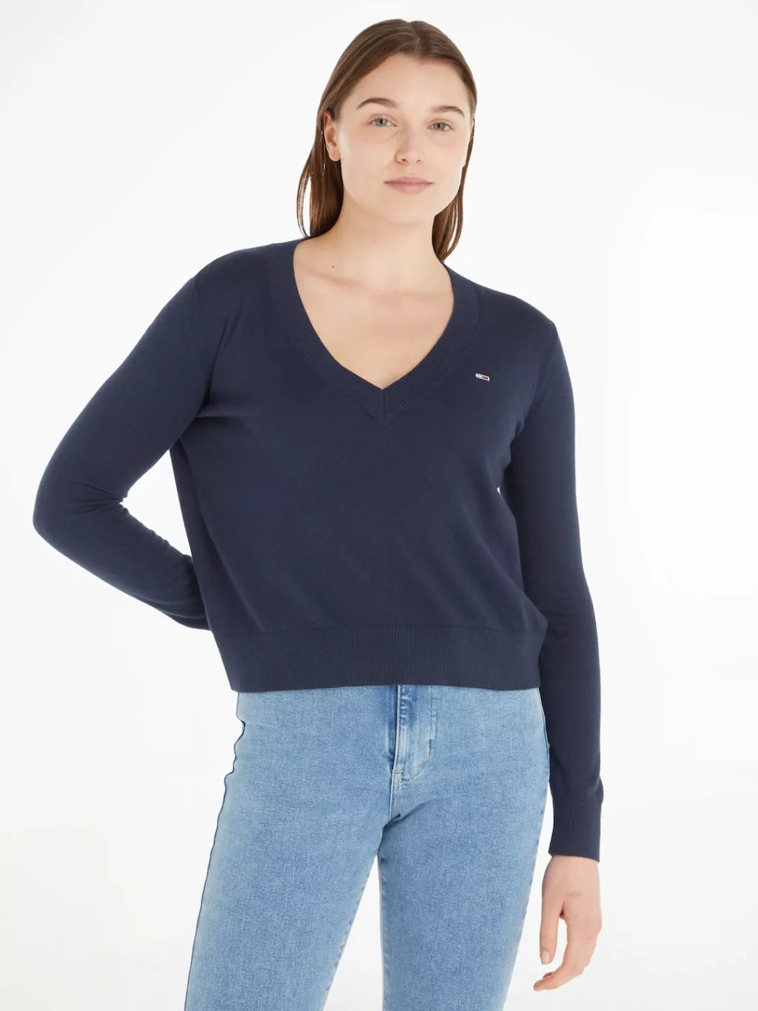 Tommy Jeans V-Ausschnitt-Pullover TJW ESSENTIAL VNECK SWEATER mit Tommy Jea günstig online kaufen