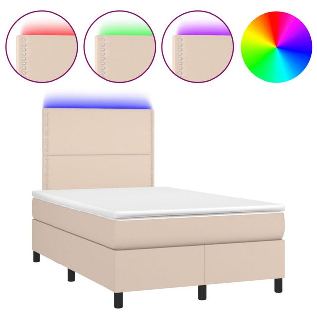 vidaXL Boxspringbett Boxspringbett mit Matratze & LED Kunstleder (120 x 200 günstig online kaufen